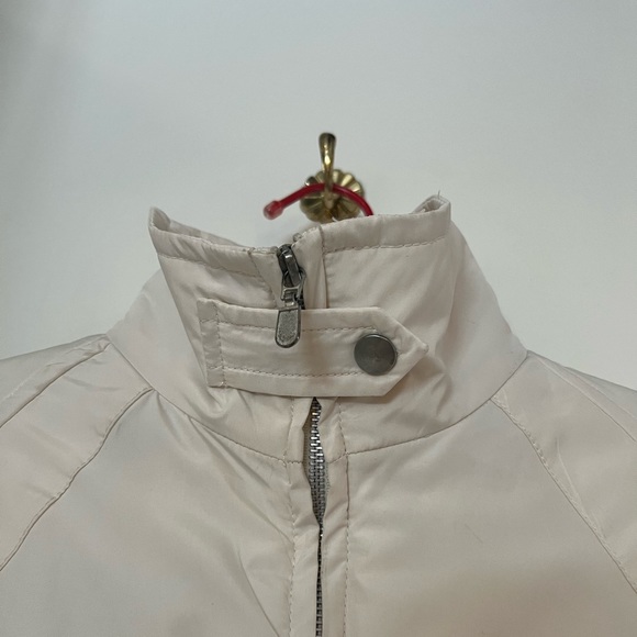 Zara vintage light puffer jacket w. adjustable belt & real fur collar Size S EUC - Picture 9 of 14